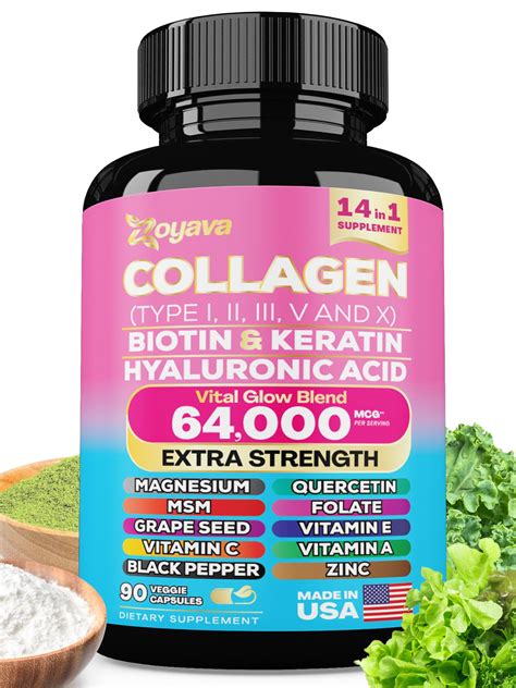 Zoyava's Multi Complex Vital Support Collagen Pills for Women & Men with Biotin, Keratin ...