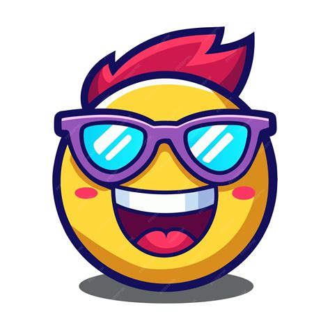 Premium Vector | Emoji icon of a face with sunglasses showing a cool ...
