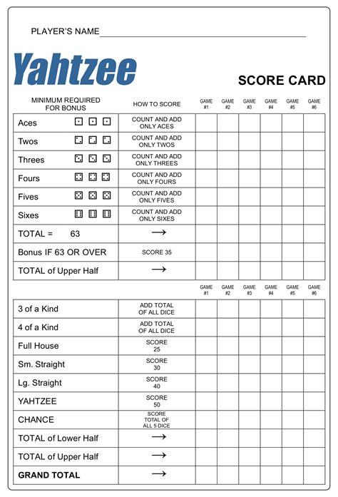 Yahtzee Score Sheets - 10 Free PDF Printables | Printablee