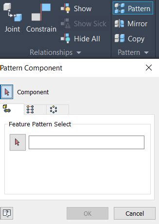Image result for Feature Pattern. Select Inventor Assembly