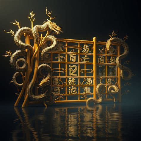 Ancient Chinese Calendar with Majestic Serpents in... - AI Art