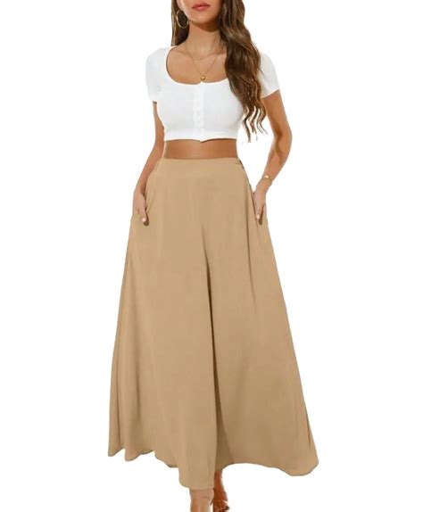 Casual Solid Slit Skirts Khaki Women Skirts - Walmart.com