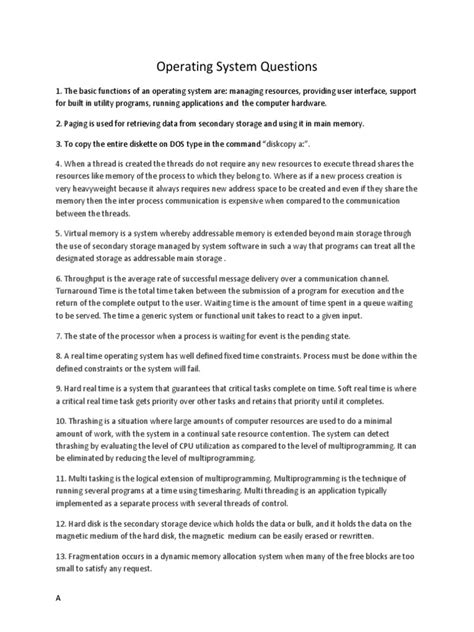 Operating System Computer Questions 的图像结果