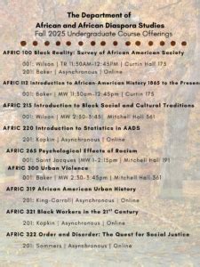 Undergraduate Courses - African & African Diaspora Studies