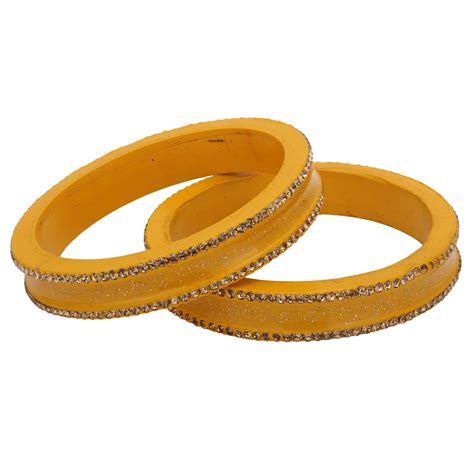 Sukriti Rajasthani Elegant Yellow Lac Bangles for Women - Set of 2 ...
