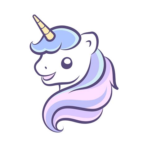 Cute happy unicorn head vector illustration. Mythical creature cartoon ...