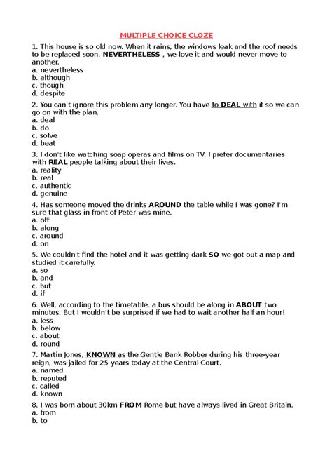 Preposition exercises answer key - SIUC Writing Center PREPOSITION ...