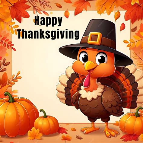 Happy Thanksgiving Thanksgiving turkey in funny cartoon style Happy ...