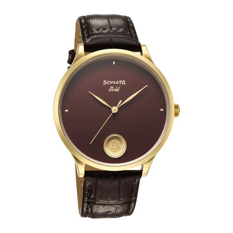 Buy Sonata Gold with Quartz Analog Regal Maroon Dial with 0.15 Gm 22 ...