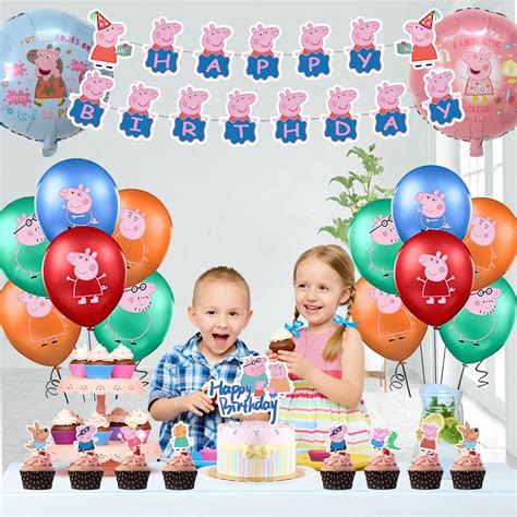 55pcs Peppa Pig Birthday Party Supplies for Kids, With Birthday ...
