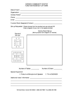 Fillable Online harwich-ma FUNCTION ROOM SET-UP FORM Date of Event ...