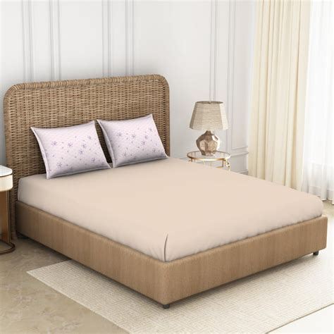 Buy SPACES Bonica Beige Printed Cotton King Bedsheet Set - 224x274cm ...