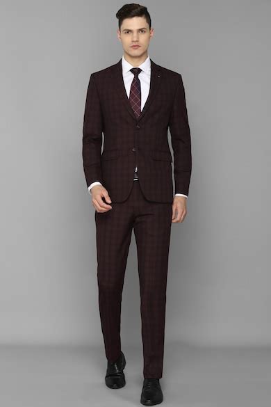 Buy Men Maroon Slim Fit Check Formal Two Piece Suit Online - 752840 ...