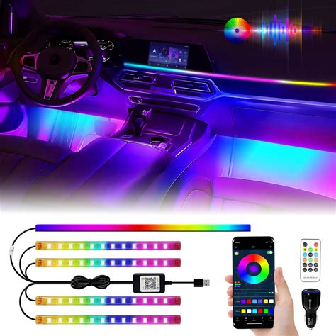 YM E-Brightt 5 in 1 Car Interior Led Light Kit，Dreamcolor Acrylic Neon ...