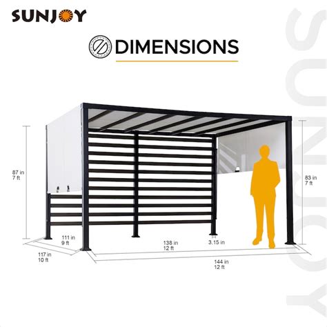 Sunjoy 10-ft W x 12-ft L x 7-ft 3-in H Black Metal Freestanding Pergola ...