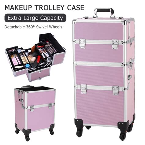 Buy Portable Makeup Case, Cosmetic Train Case Lockable Beauty Trolley ...