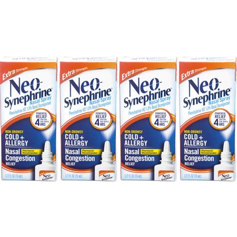 4 Pack Neo-Synephrine Nasal Spray, Extra Strength Formula