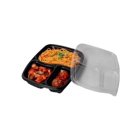 Disposoul 3 Compartment Meal Box Tray With Lid Mini