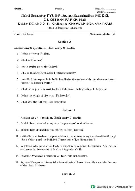Kerala Knowledge Systems QN Paper 2025 KU3MDCENG201 - Studocu