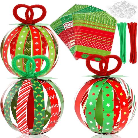 Amazon.com: 30Pcs Christmas Ball DIY Craft Kit Christmas Ball Paper ...