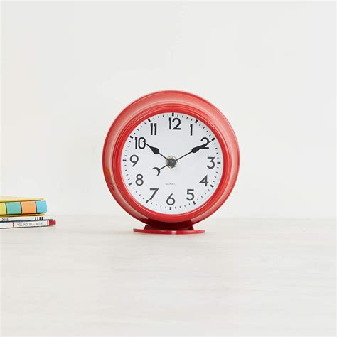 Home Centre Colour Connect Solid Round Plastic Table Clock, Red ...