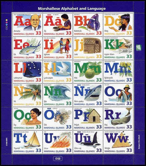 Buy Marshall Islands #668a-x - Marshallese Language and Alphabet (1998 ...