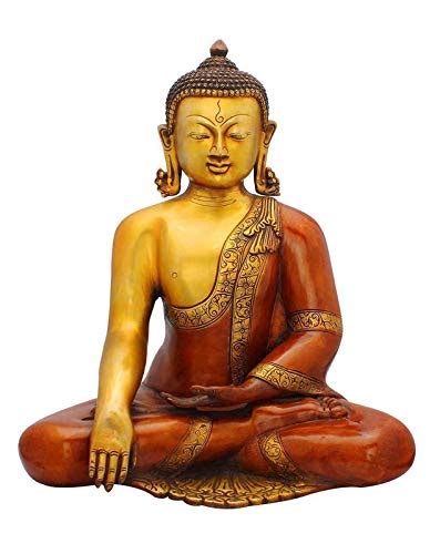Brass Lord Buddha Idol Bhumisparsha (Height: 15inches) – AONA INDIA