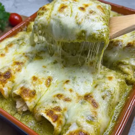 Ultimate Creamy Green Chile Chicken Enchiladas