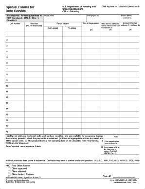 Fillable Online Section 8 Special Claims for Debt Service - HUD Fax ...