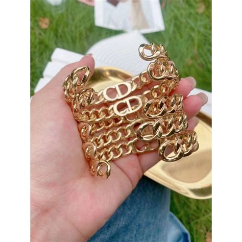 CD Curb 18K Gold Copper Glossy Cuff Bangle for Women – ZIVOM