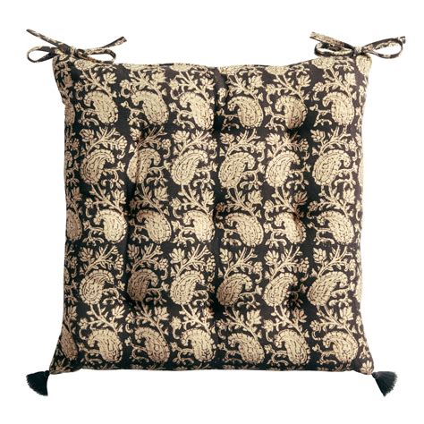 Black And White Paisley Jaipur Block Print Chair Cushion - World Market