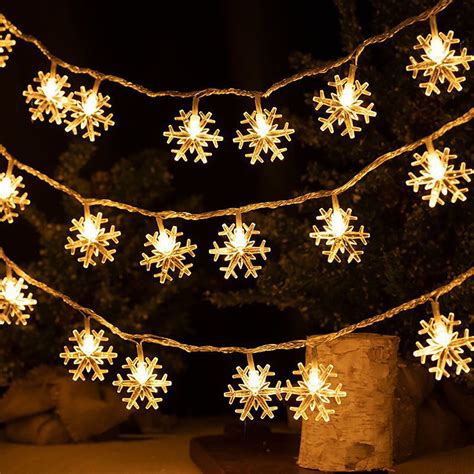 Christmas Snowflake String Lights, 10 ft 20 LED Fairy Lights Battery ...