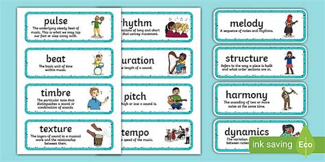 Music Class Musical Elements Display Cards - F-6 - Music