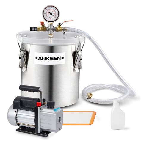 Buy ARKSEN 4CFM Vacuum 1/3HP Pump w/ 5 Gallon Vacuum Chamber Silicone ...
