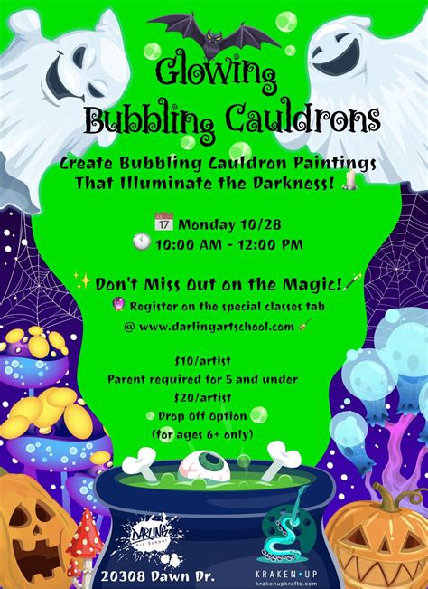 Bubbling Cauldrons: Ghoulish Glow & Cauldron Flow, Darling Art School ...