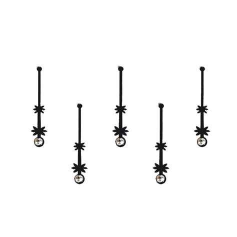 Comet Busters Black Long Bindis With Silver Stone (BIN736)