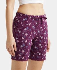Buy Micro Modal Cotton Relaxed Fit Printed Shorts with Side Pockets ...