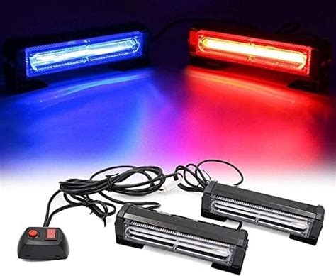 Rawat 8 LED Strobe Lights Blue/Red Flasher Police Warning Lamp for Car ...