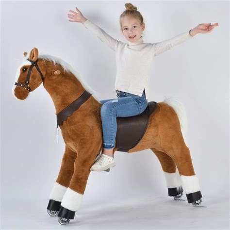 Kids Ride on Horse Toy Mechanical Walking Action Animal No Battery No Electricity Giddy up Plush ...