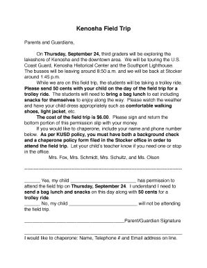 Fillable Online stocker kusd Kenosha Field Trip - Stocker Elementary ...