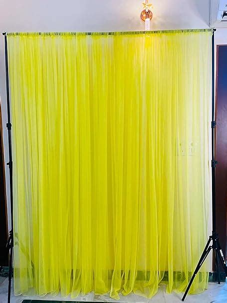 Boltove® Decoration Haldi Yellow Backdrop Curtain Tulle Net Transparent ...