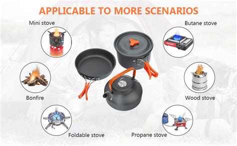 Buy Nasmodo 10pcs Camping Cooking Set cookware Mess kit Outdoor ...