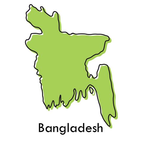 bangladesh map - simple hand drawn stylized concept with sketch black line outline contour ...