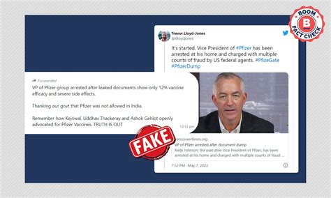 No, Pfizer Vice President Rady Johnson Was Not Arrested | BOOM
