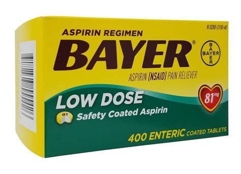 400 Enteric Coated 81 Mg Tablets BAYER LOW DOSE ASPIRIN (NSAID) Pain Reliever | eBay