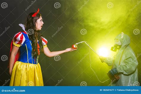 Woman Holding Hazardous Radioactive Apple. Nuclear and Radiation Measurement Concept. Stock ...