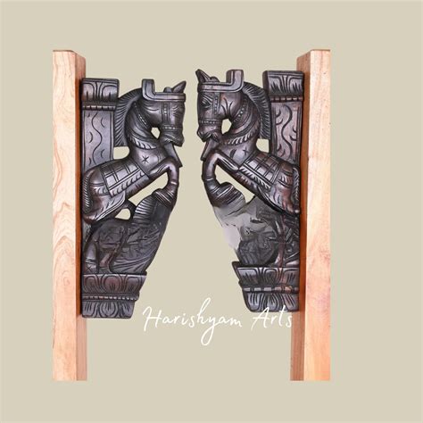 18" Elegant Paired Wooden Wall Brackets with Good Luck Upraised Legs D