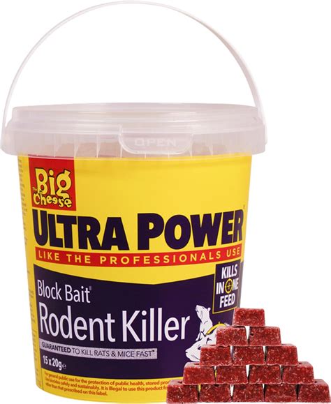 The Big Cheese Ultra Power Rodent Killer Bait Block - 15 x 20g, Kills ...