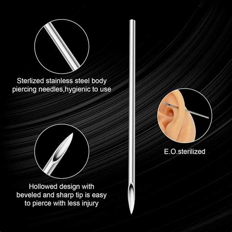 Amazon.com: Lyuxzad Ear Nose Piercing Needles 50Pcs Mixed Piercing ...