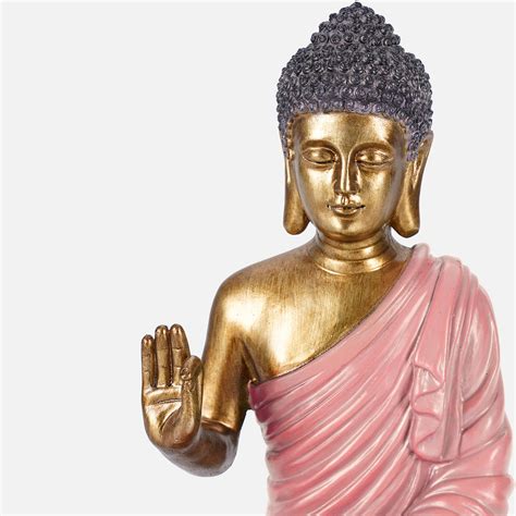 Shop Pink Antique Finish Polyresin Sitting Buddha - Large - at Best ...